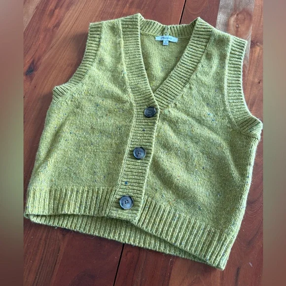 Madewell Mustard Yellow Sweater Knit Button Front Vest - Picture 4 of 8